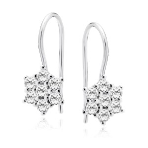 Cercei argint floare cu pietre si tortita DiAmanti Z1127JR_W-DIA (Argint 925‰ 1,5 g.)